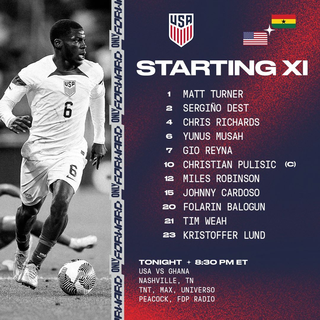 usmnt vs ghana 10 17 23 usa lineup today starting 11