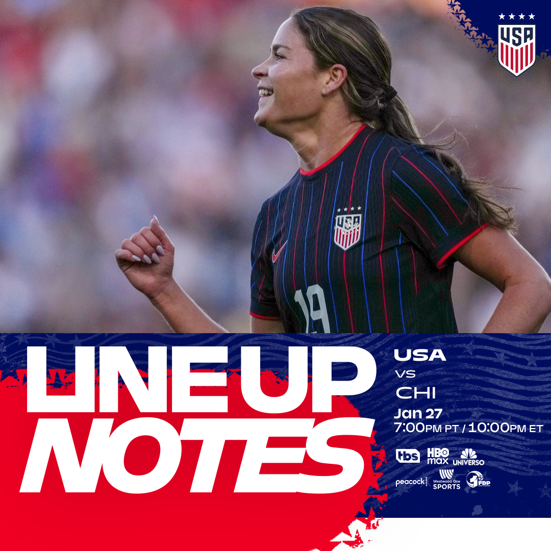 USWNT vs. Chile: Starting XI & Lineup Notes on Tuesday, Jan. 27 in Santa Barbara, California