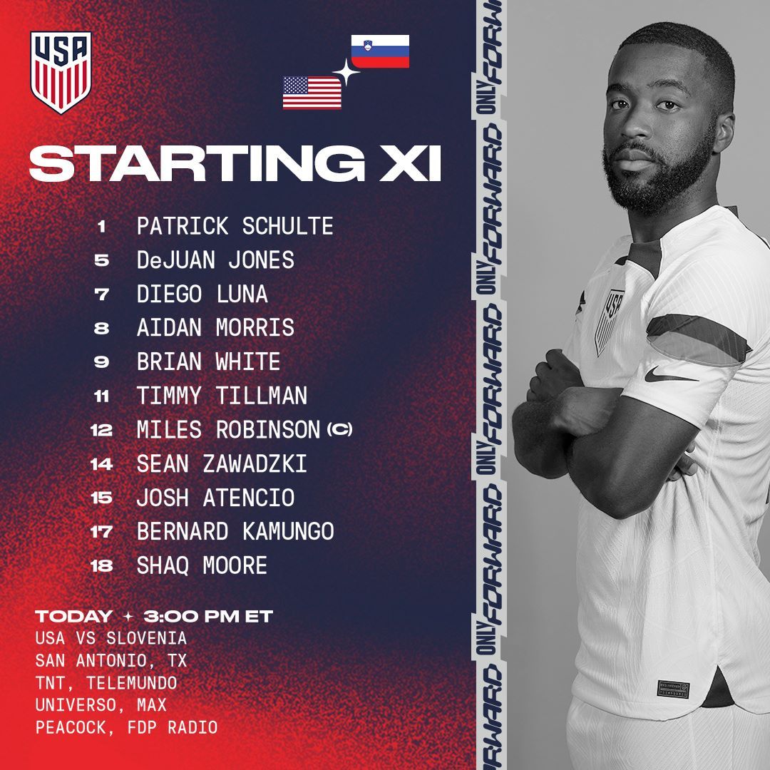 usmnt vs slovenia 1 20 24 usa lineup today starting 11
