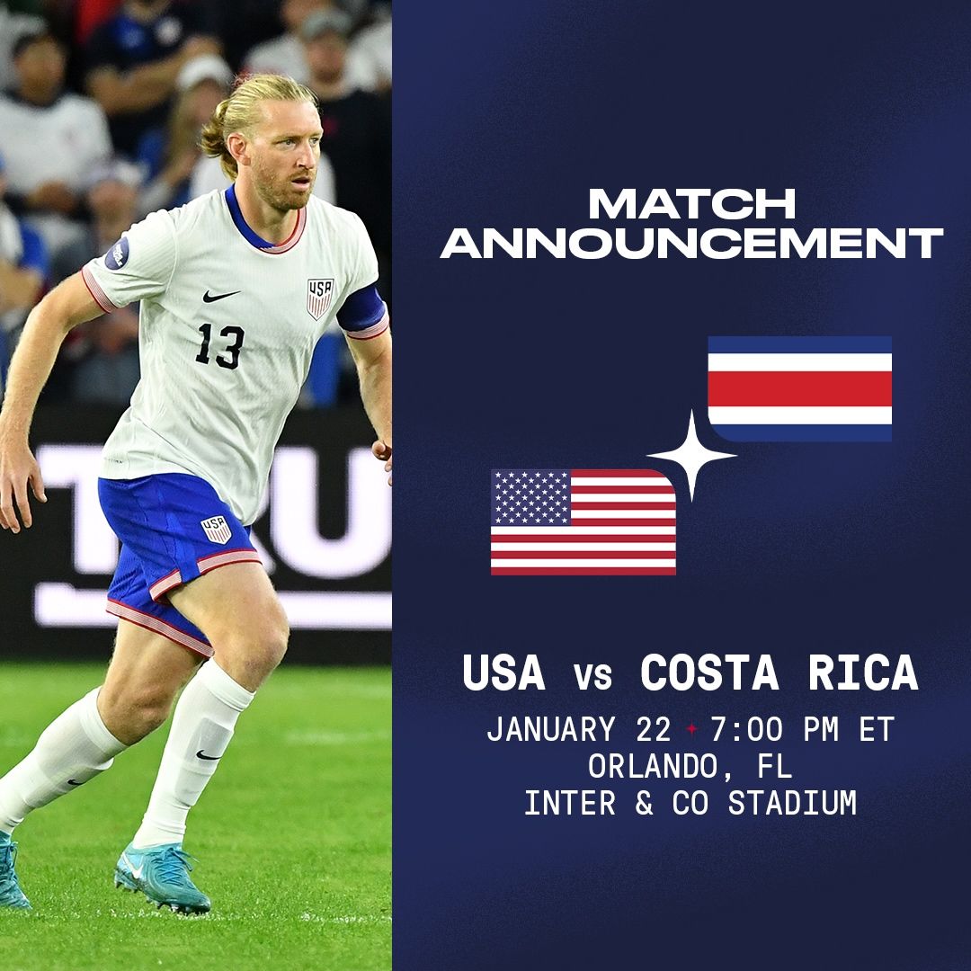 U.S. Men’s National Team to Complete Two-Match Florida Swing against Costa Rica on Jan. 22 in Orlando