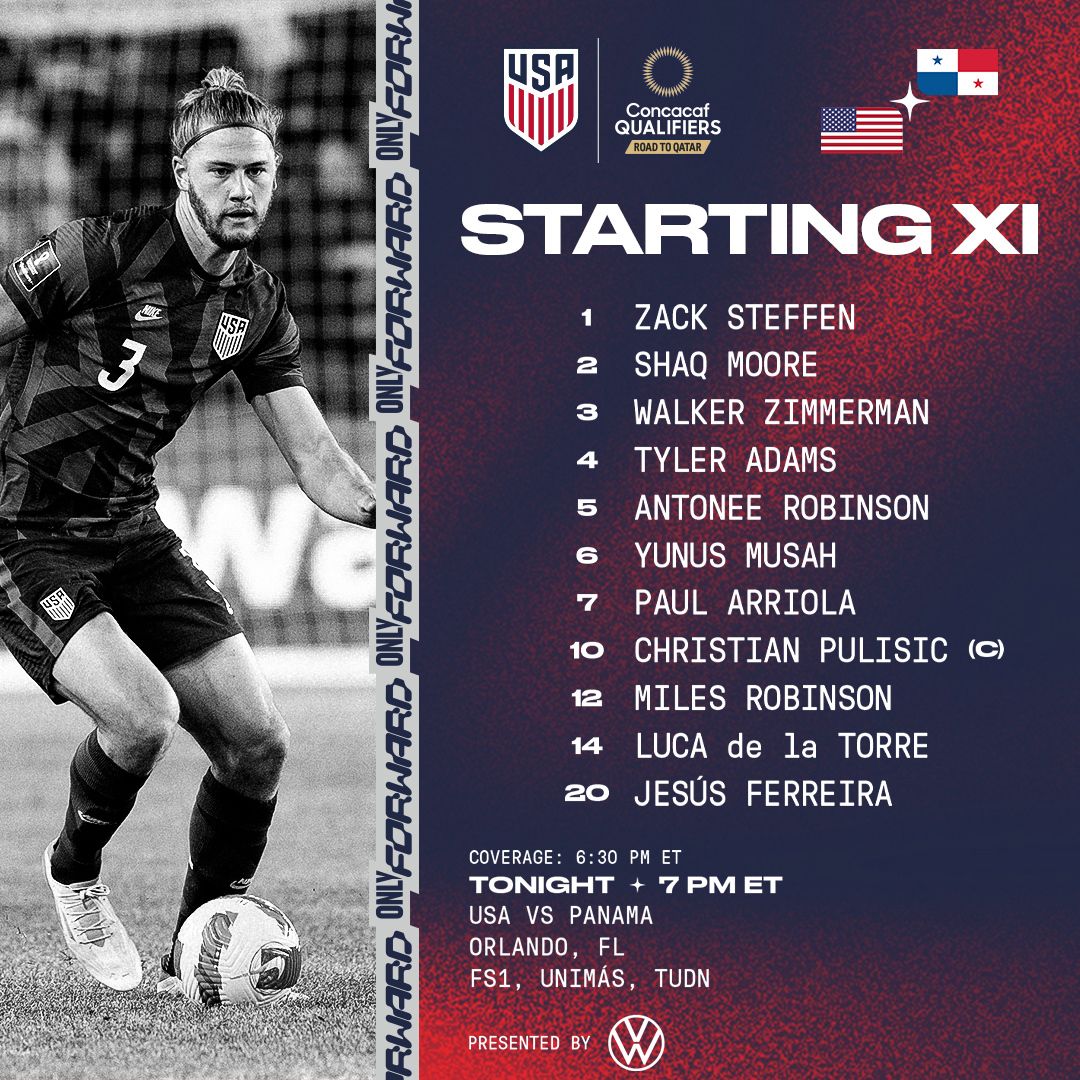 2022 Concacaf World Cup Qualifying: USA Vs. Panama - Starting XI, Lineup Notes, TV Channels & Start Time
