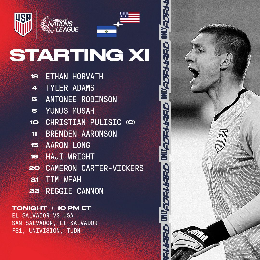 Concacaf Nations League USMNT vs El Salvador Starting XI Lineup Notes TV Channels Start Time