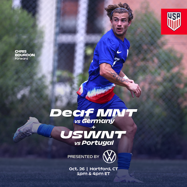 U.S. Men’s Deaf National Team to Face Germany, Presented by Volkswagen, on October 26 in East Hartford, Connecticut in Opening Game of Doubleheader with U.S. Women’s National Team