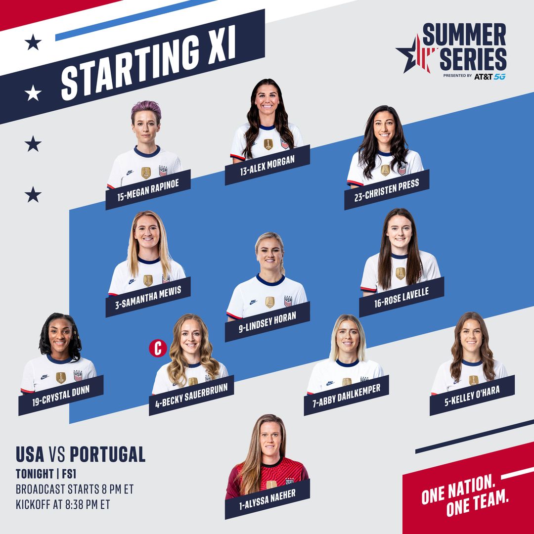 Summer Series uswnt vs Portugal Lineup Schedule TV Channels