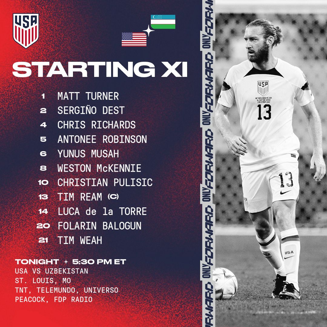 International Friendly USMNT vs Uzbekistan Starting XI Lineup Notes TV Channels Start Time