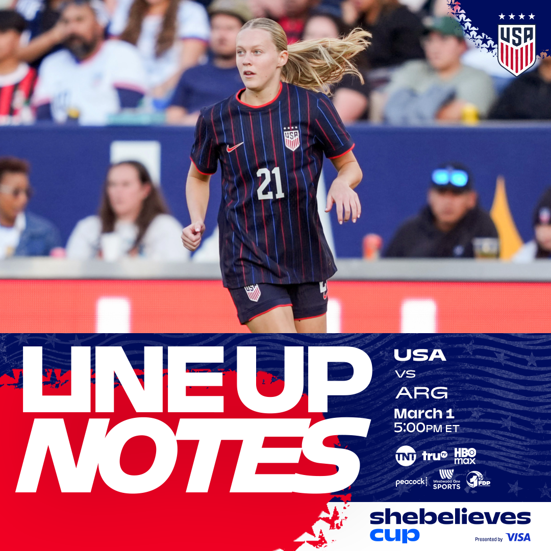 USWNT vs. Argentina: Starting XI & Lineup Notes on Sunday, March 1 in Nashville, Tennessee