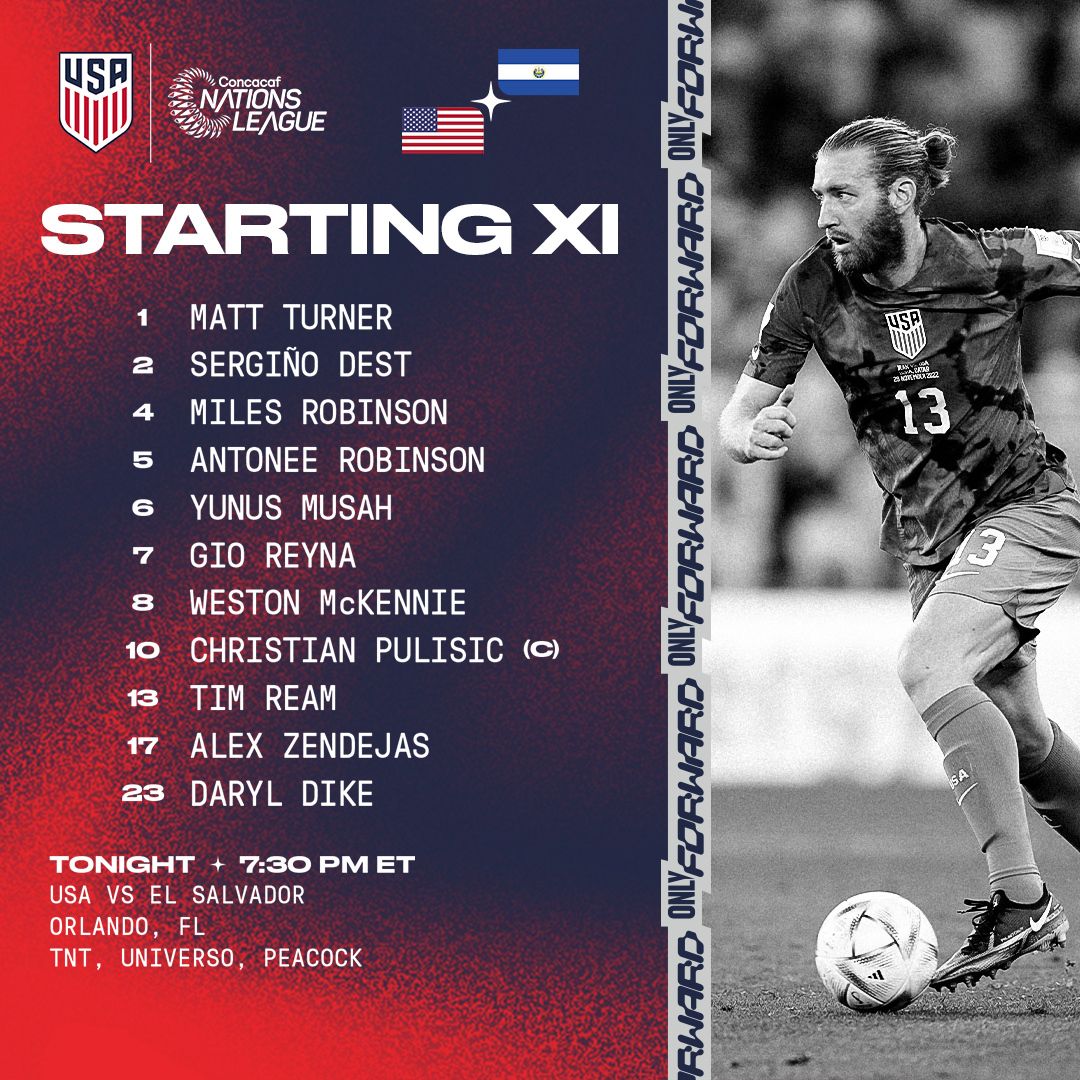Concacaf Nations League USMNT vs El Salvador Starting XI Lineup Notes TV Channels Start Time