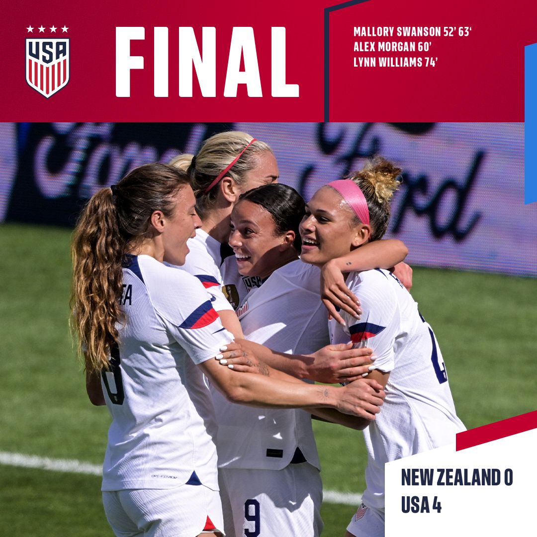 International Friendly USWNT 4 New Zealand 0 Match Report Stats Standings