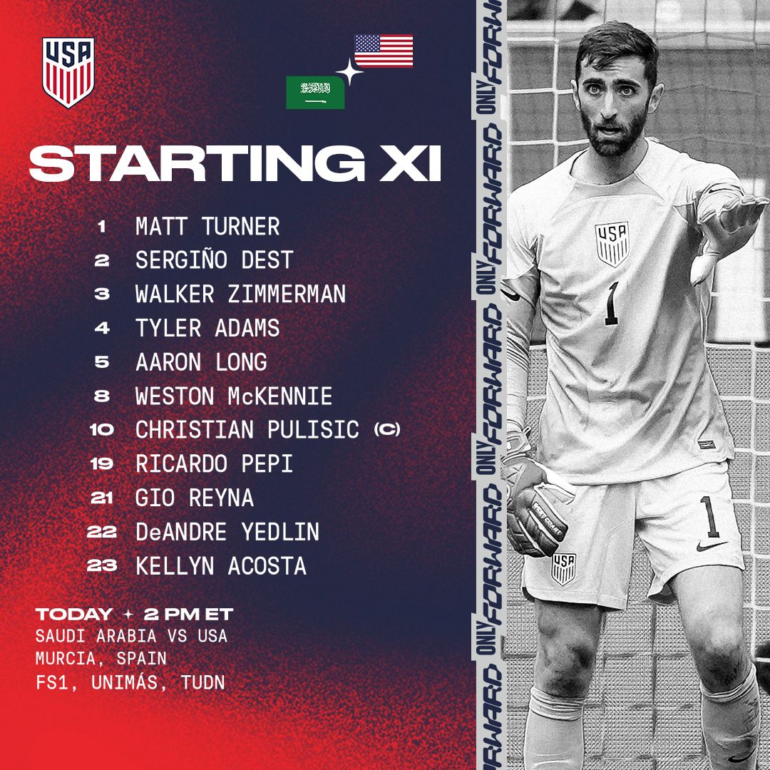 International Friendly USMNT vs Saudi Arabia Starting XI Lineup Notes TV Channels Start Time