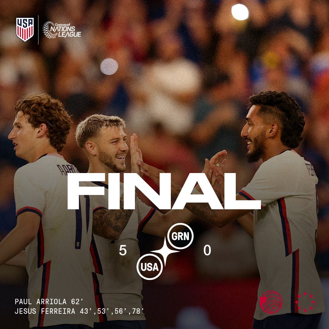 Concacaf Nations League USA 5 Grenada 0 Match Report Stats Standings