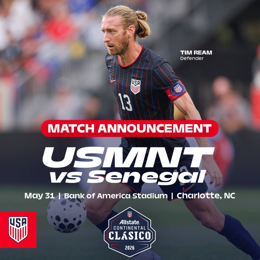 U.S. Men’s National Team Takes on African Powerhouse Senegal in Allstate Continental Clasico on May 31 in Charlotte, N.C.